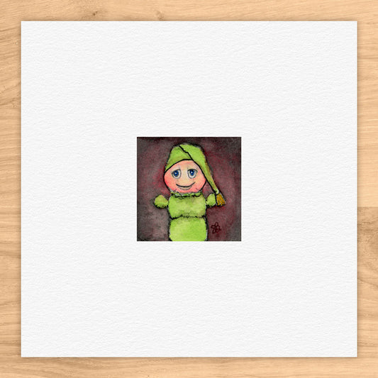 Glo Worm Tiny Art Watercolor Print