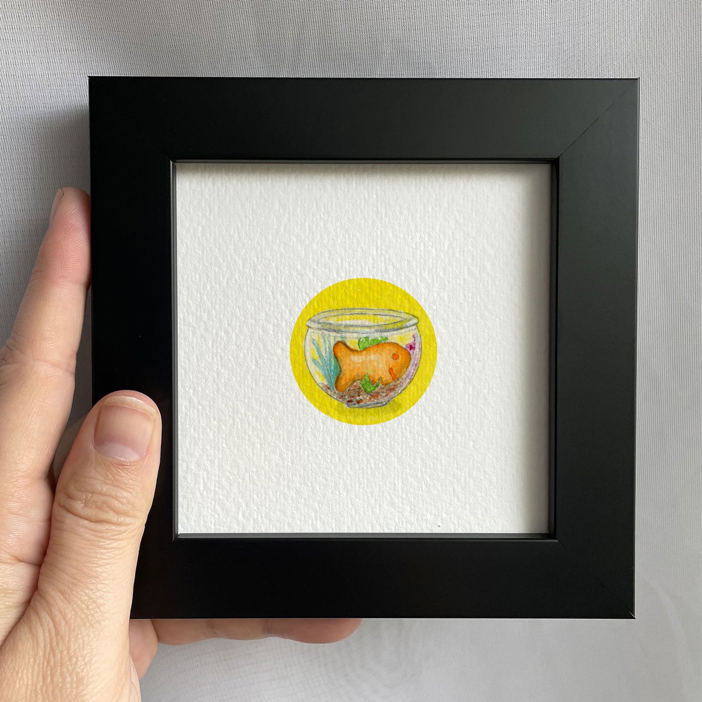 Goldfish (Cracker) in Fish Bowl Watercolor Print