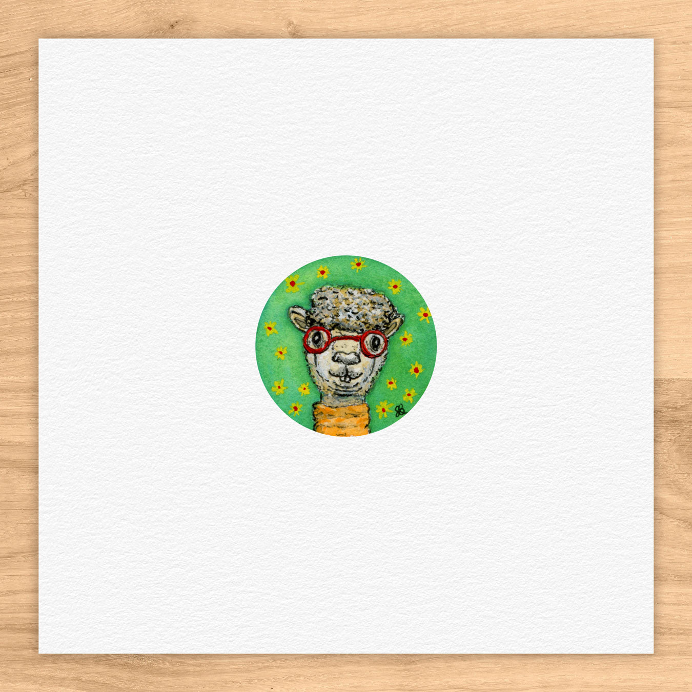 Herman Alpaca Tiny Art Watercolor Print