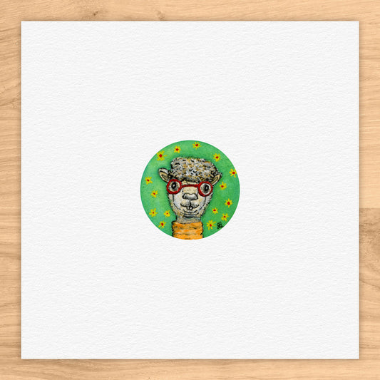 Herman Alpaca Tiny Art Watercolor Print