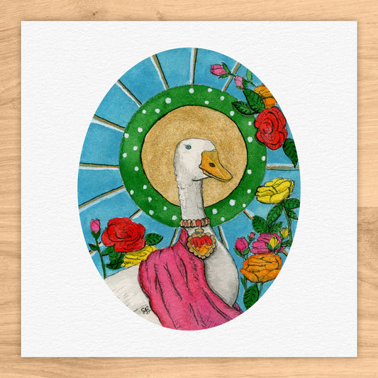 Holy Goose Tiny Art Watercolor Print