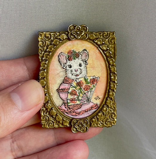 Fancy Mouse Tiny Art Original Watercolor Painting