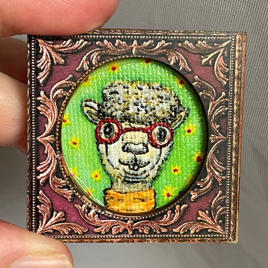 Herman Alpaca Framed Canvas Print Magnet Tiny Art