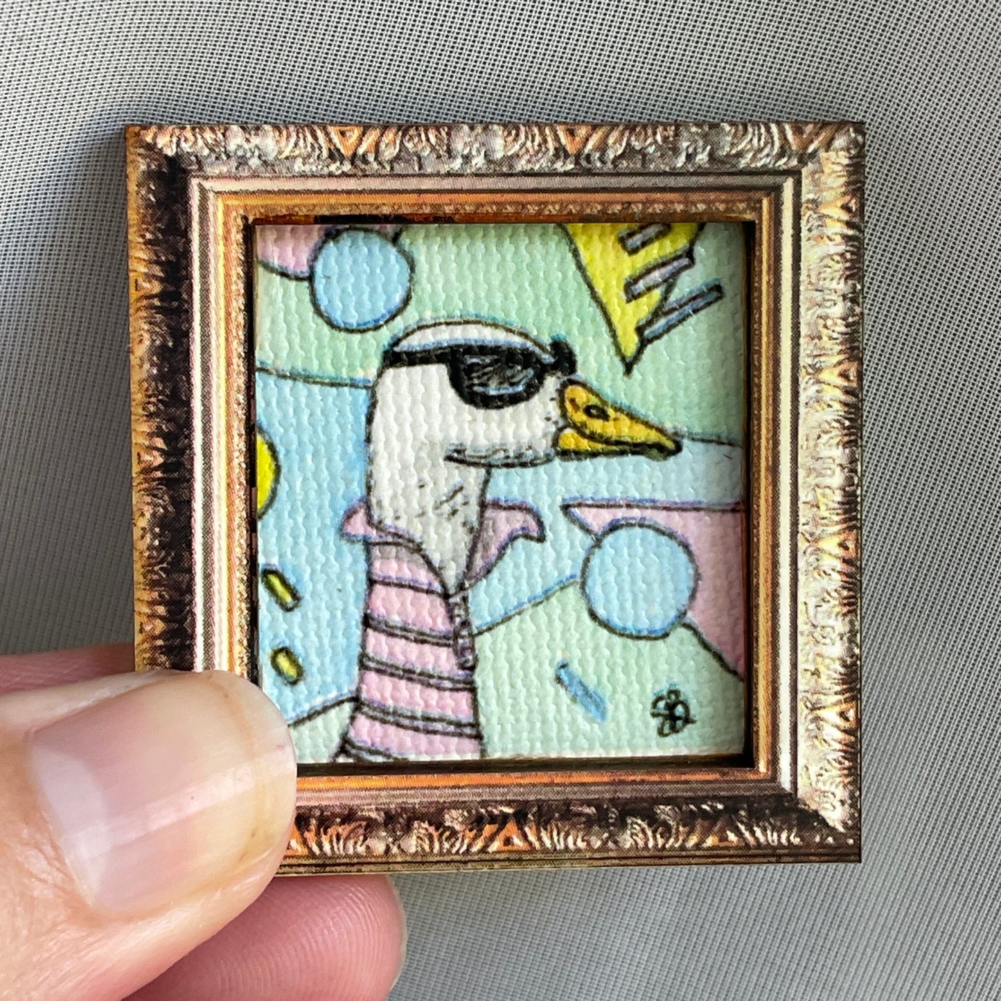Preppy 80s Goose Canvas Print Framed Magnet Tiny Art
