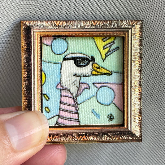 Preppy 80s Goose Canvas Print Framed Magnet Tiny Art