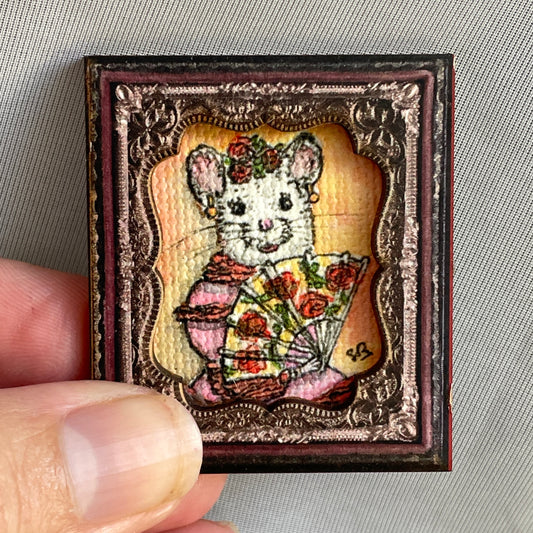 Fancy Lady Mouse Framed Canvas Print Magnet Tiny Art