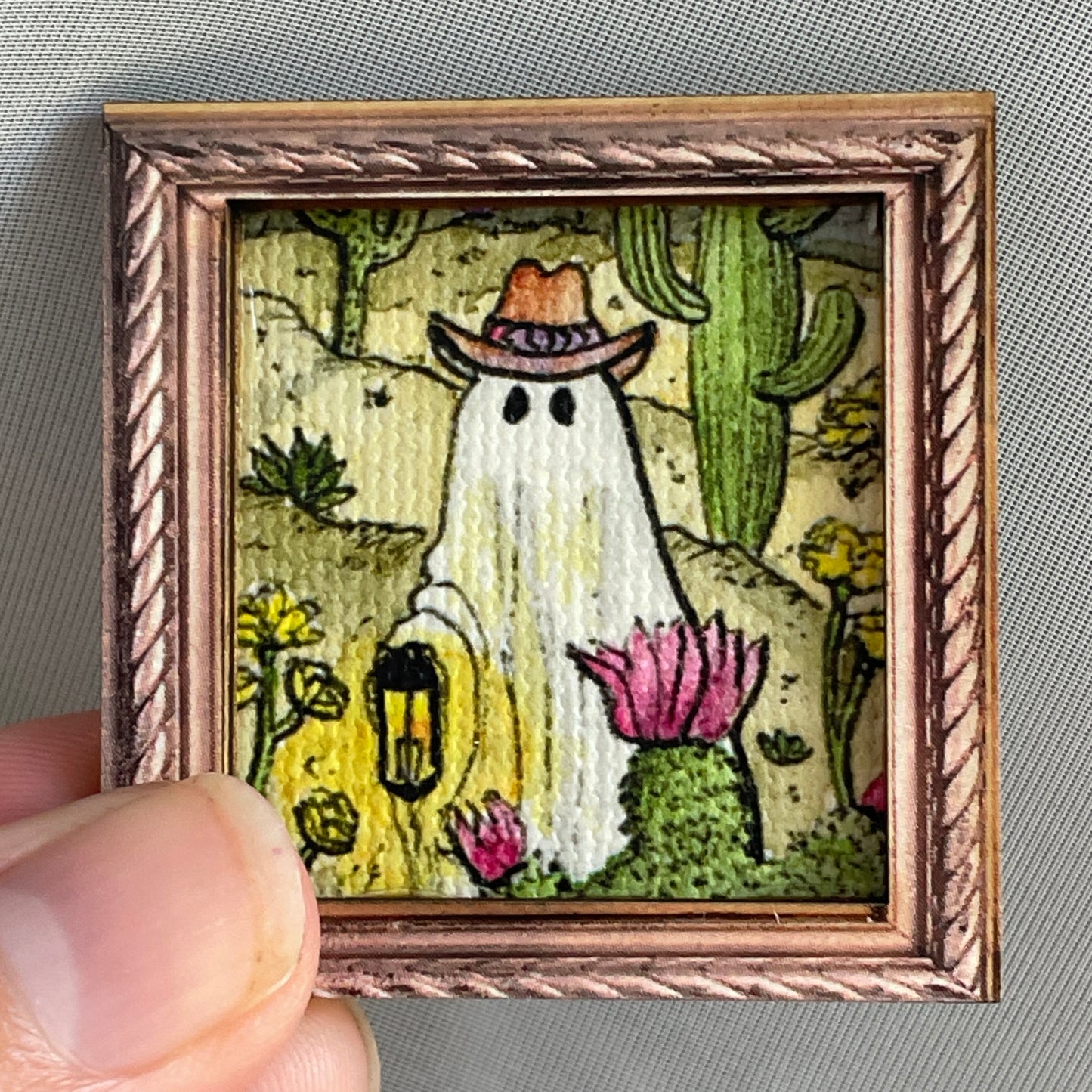 Cowboy Ghost Canvas Print Framed Magnet Tiny Art