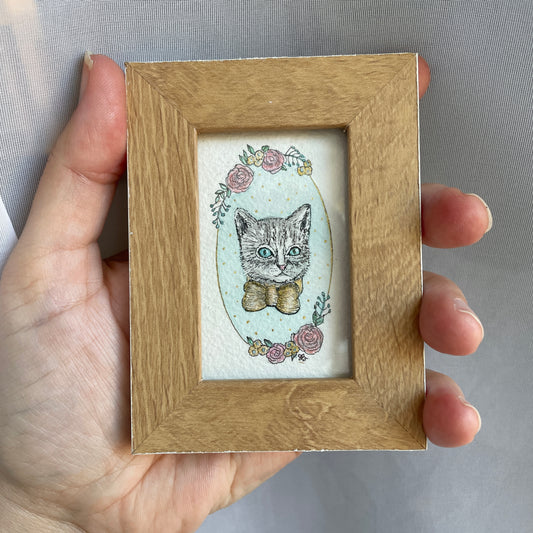 Portrait of a Kitten Tiny Art Watercolor Painting