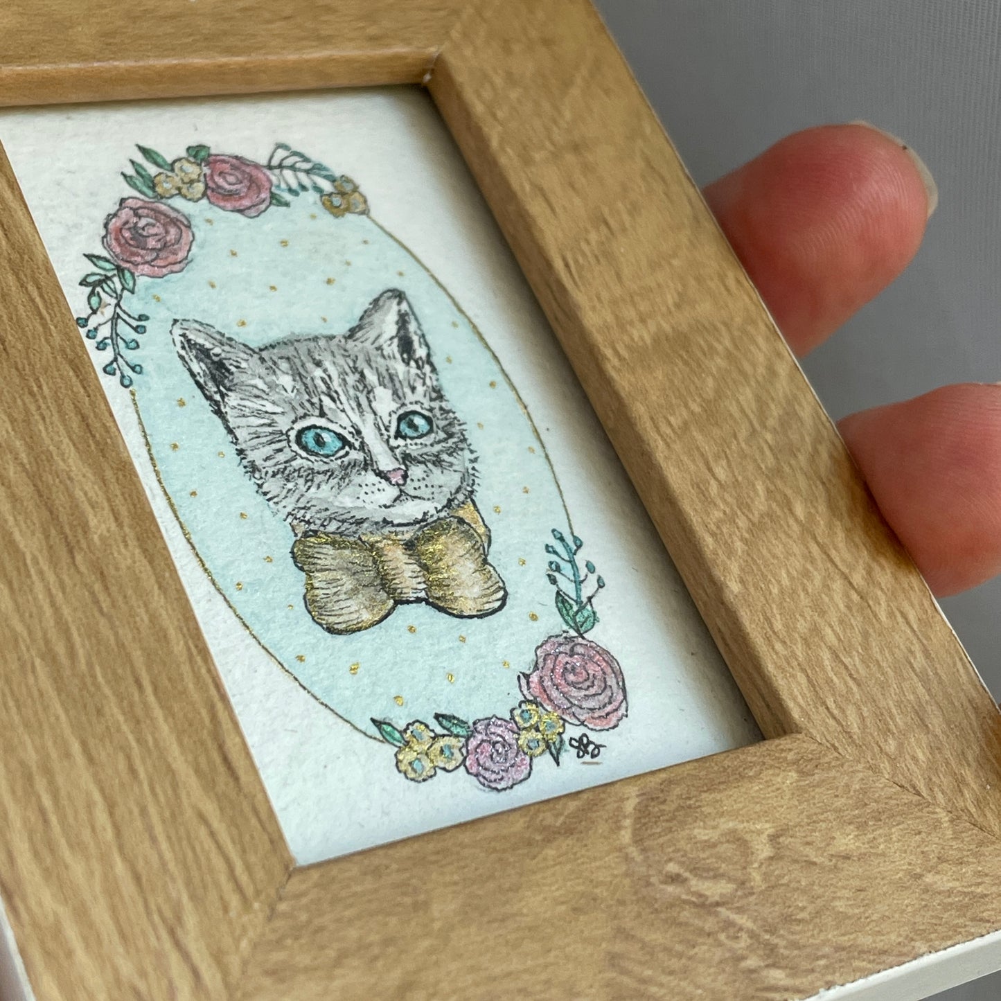 Portrait of a Kitten Tiny Art Watercolor Painting
