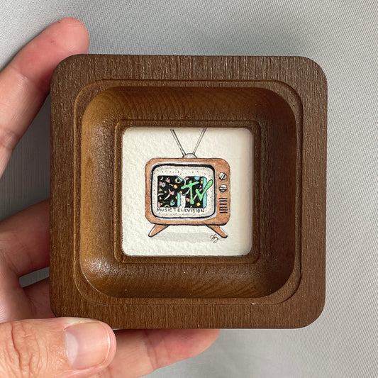 Vintage MTV Tiny Art Original Watercolor Painting