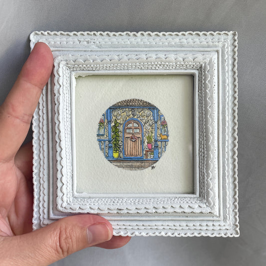 Cozy Cottage Porch Original Tiny Art Watercolor Painting