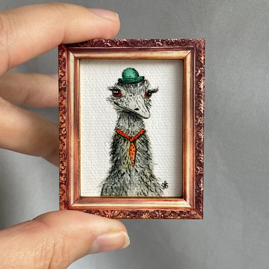 Mortimer Emu Canvas Print Framed Magnet Tiny Art