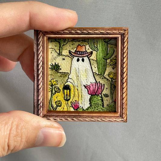 Cowboy Ghost Canvas Print Framed Magnet Tiny Art