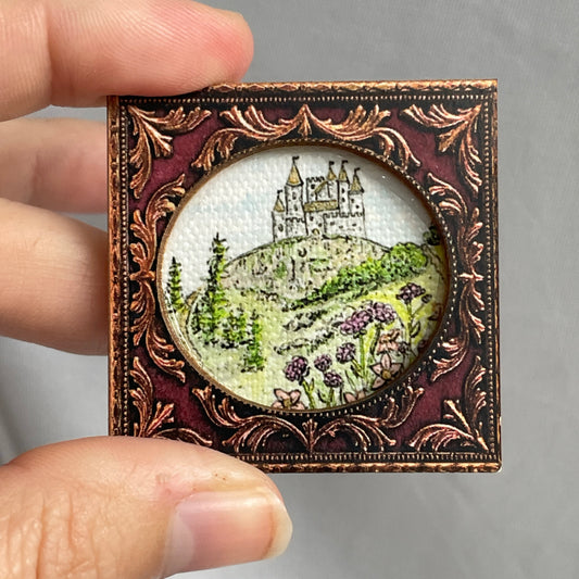 Castle on Hill Framed Canvas Print Magnet Tiny Art