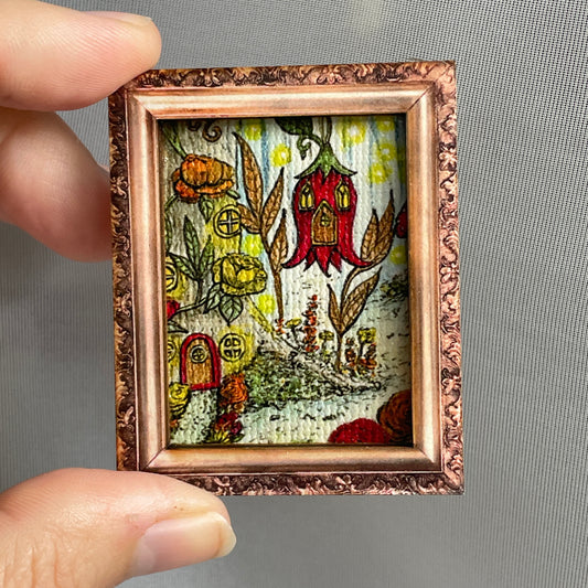 Fairy Village Canvas Print Framed Magnet Tiny Art