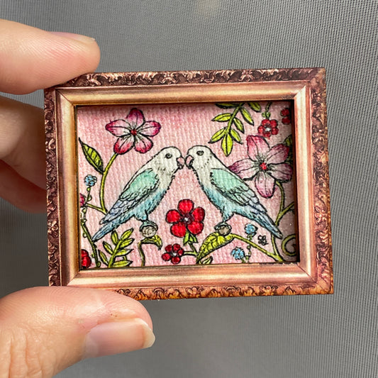 Love Birds Framed Canvas Print Magnet Tiny Art
