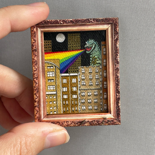 Godzilla of Love Canvas Print Framed Magnet Tiny Art