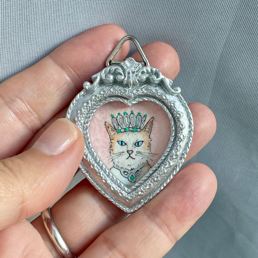 Cat In Crown TEENY Art Original Watercolor Painting