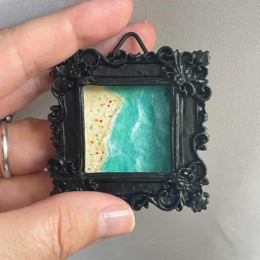 Aerial Beach View TEENY Art Original Watercolor Painting