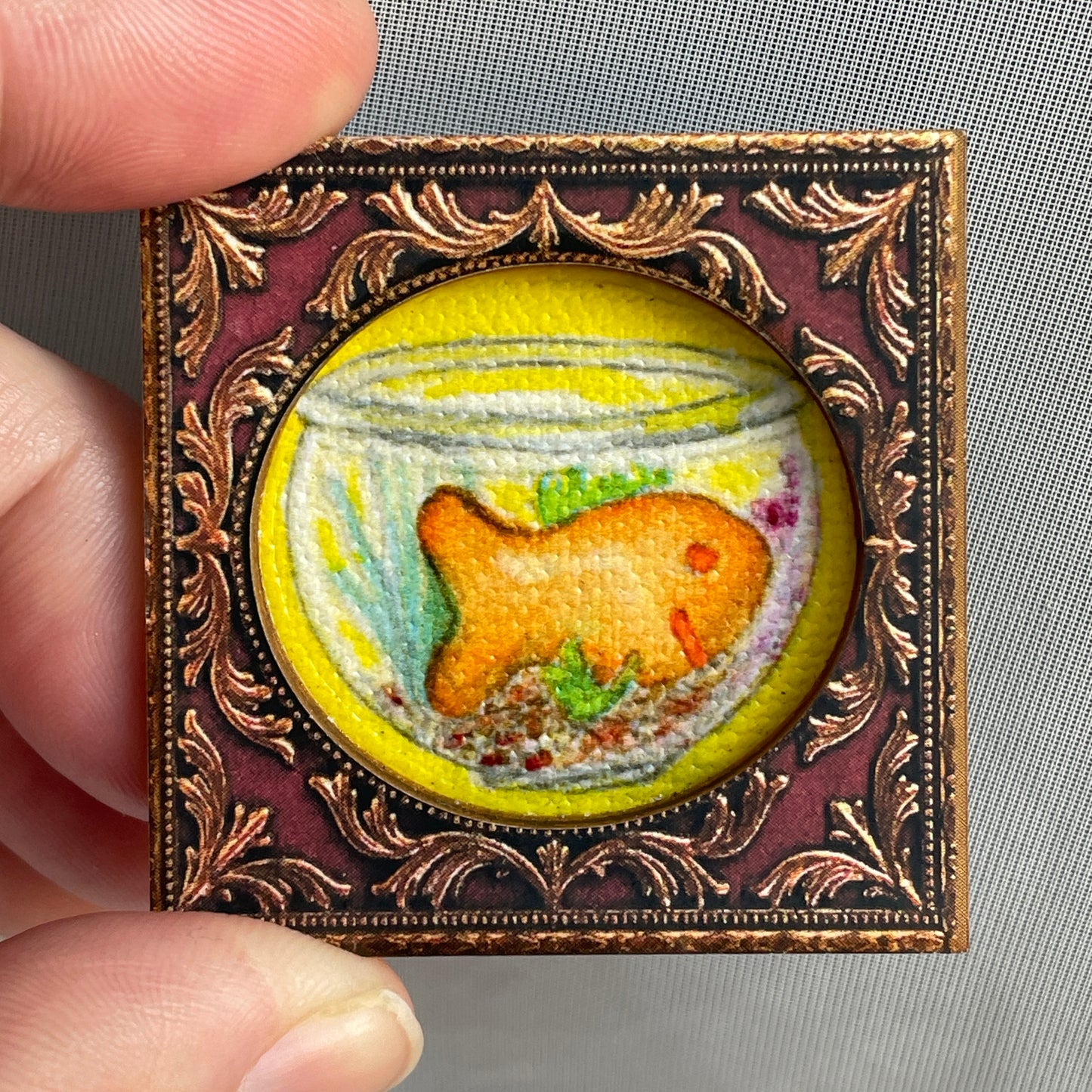 Goldfishy Framed Canvas Print Magnet Tiny Art