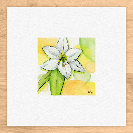 Lily and Circles Landscape Watercolor Print