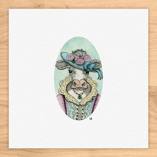 Madame Moo Tiny Art Watercolor Print