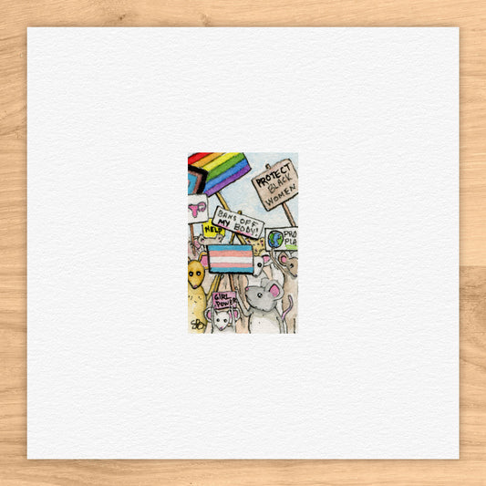 Mouse Protest Watercolor Print