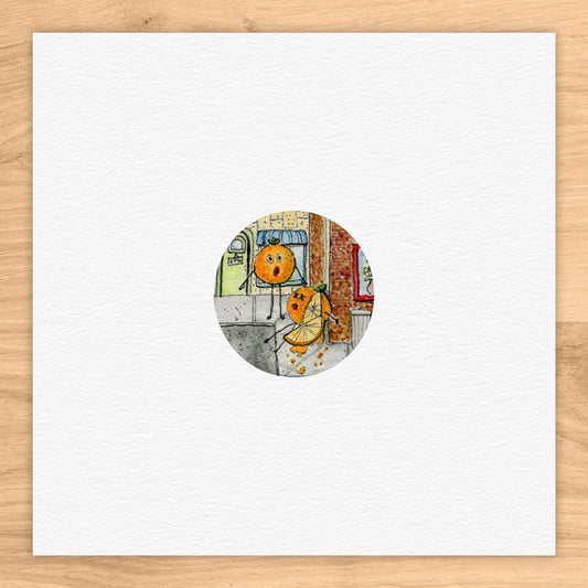 Orange Murder Cottage Tiny Art Watercolor Print