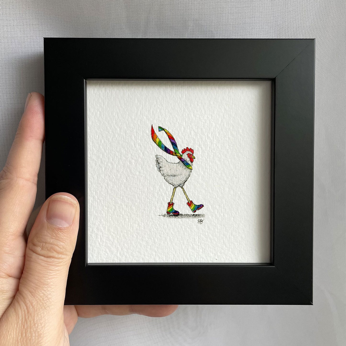 Pride Chicken Tiny Art Watercolor Print
