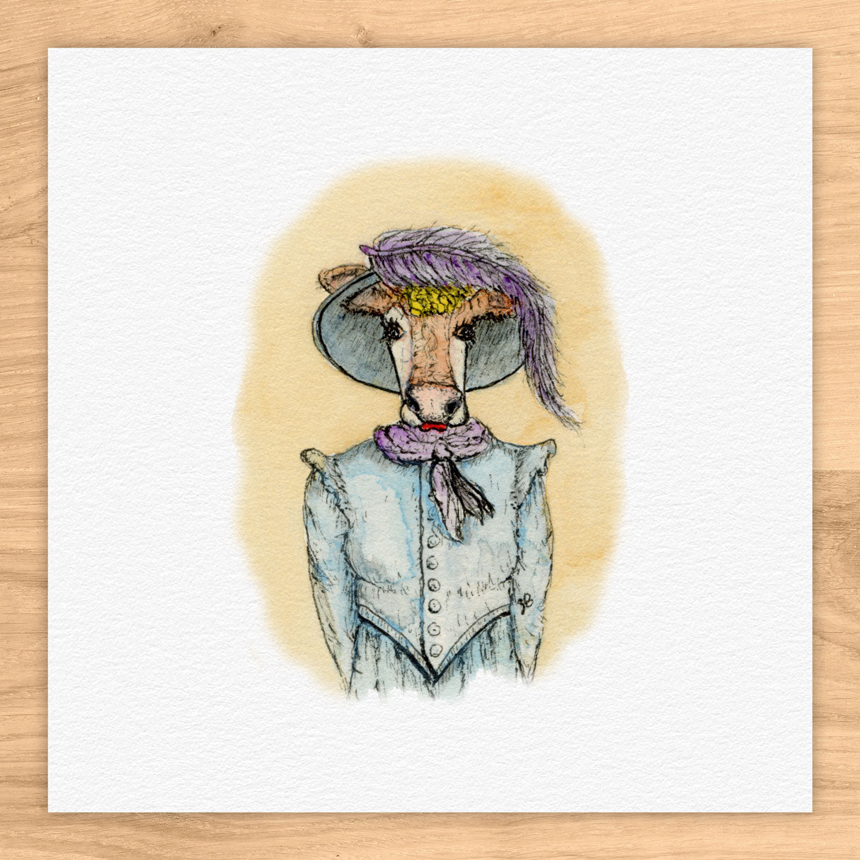 Sadie, The Old West Cow Tiny Art Watercolor Print