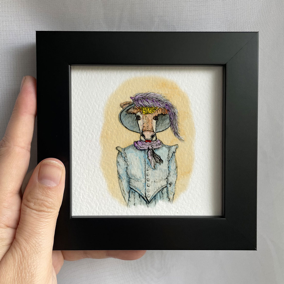 Sadie, The Old West Cow Tiny Art Watercolor Print