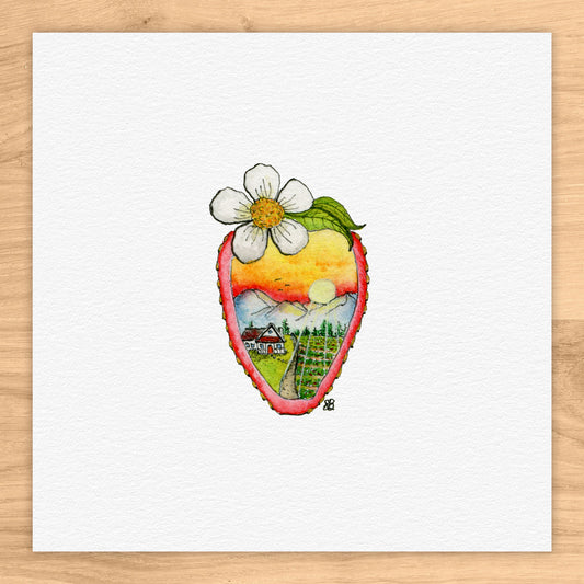 Strawberry Field Watercolor Print