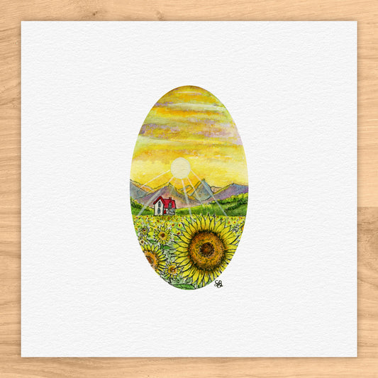 Sunflower Field Watercolor Print