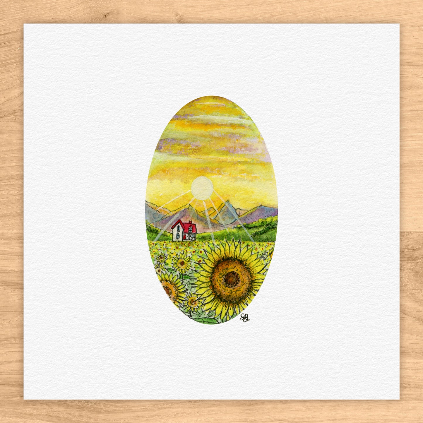 Sunflower Field Watercolor Print