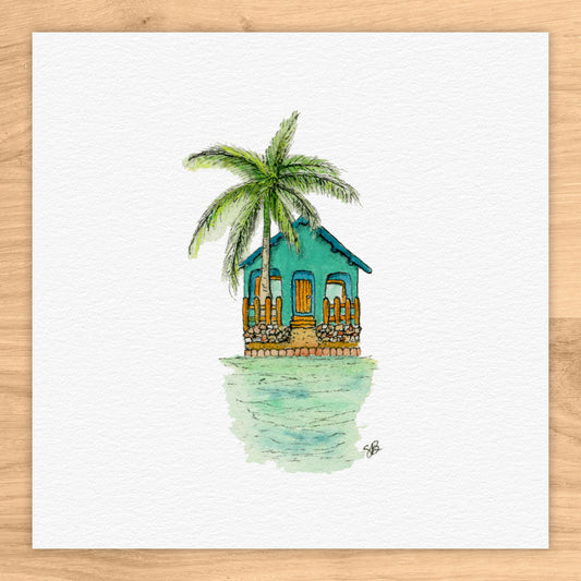 Tropical Home Tiny Art Watercolor Print