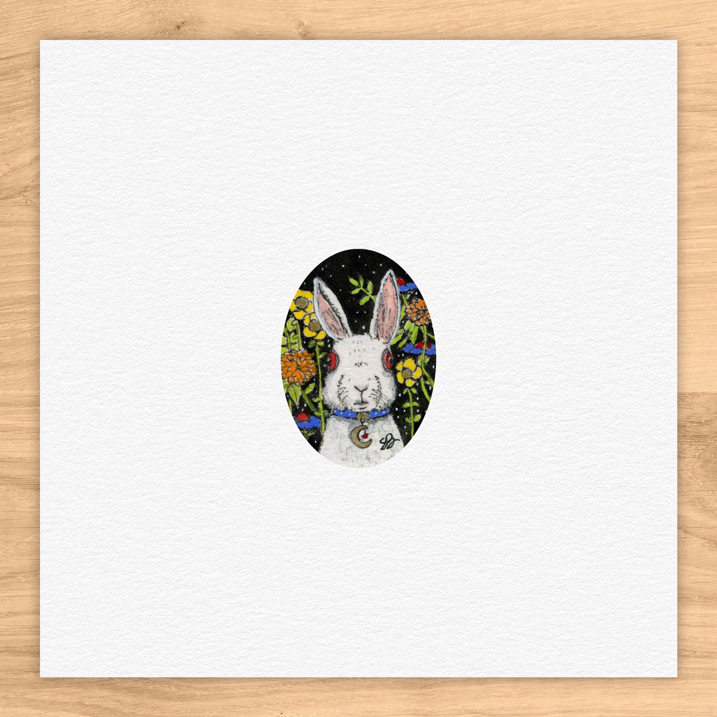 White Rabbit With Red Eyes Watercolor Print