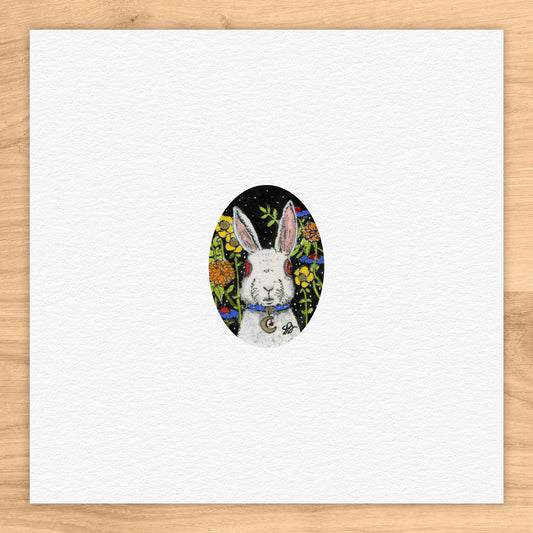 White Rabbit With Red Eyes Watercolor Print