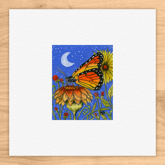 Butterfly On Flower Watercolor Print