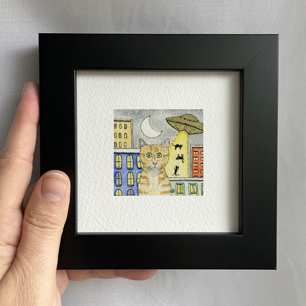Cat Abduction Watercolor Print