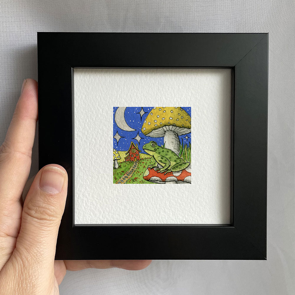 Frog On Mushroom Watercolor Print