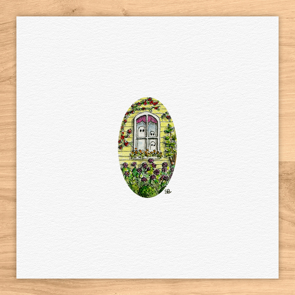 Ghosts In Window Watercolor Print