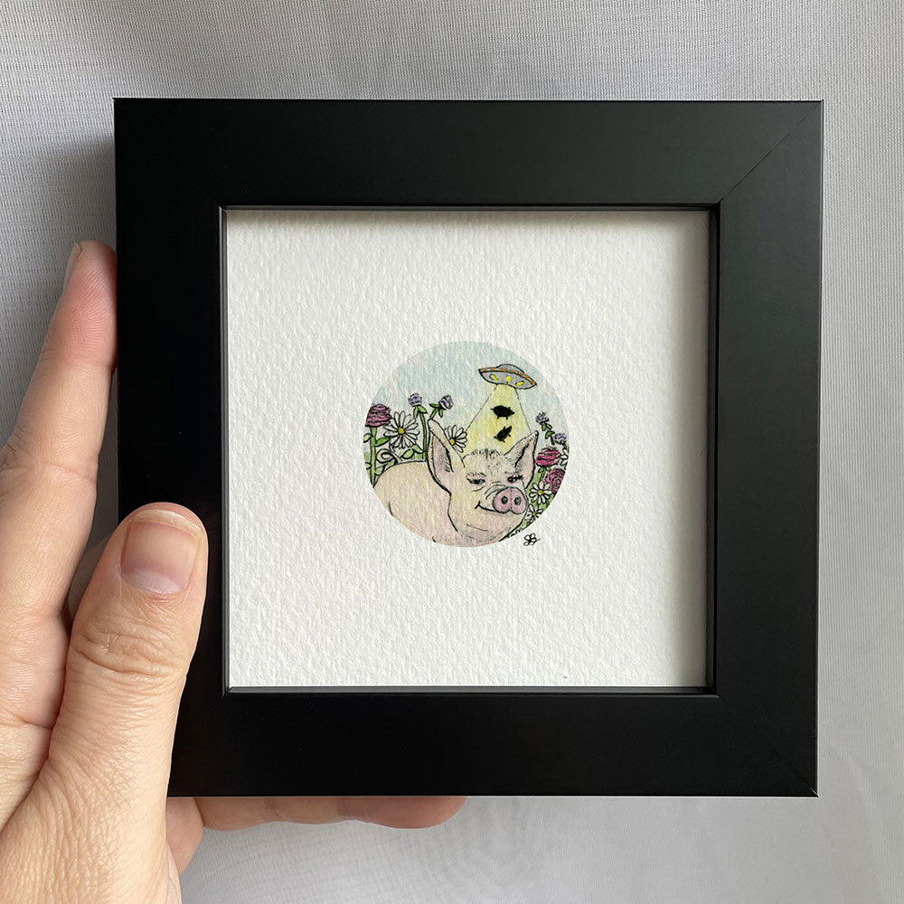 Pig Abduction Watercolor Print